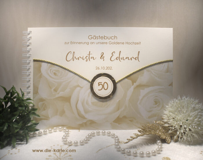 Gästebuch zur Goldenen Hochzeit "Rosen" Design 12818