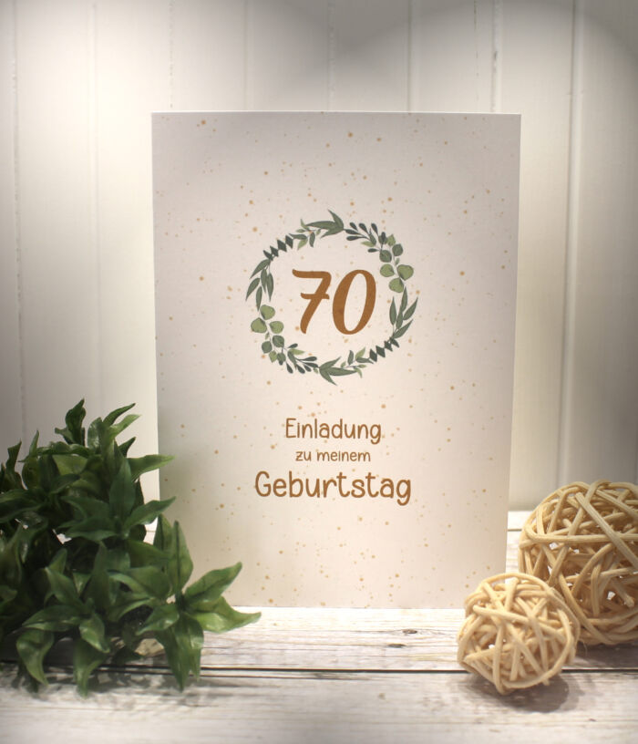 Einladungskarten 10 Stück mit "Kranz" zum Geburtstag incl. Umschlag & Einlegeblatt zum kleinen Preis! Design GE03