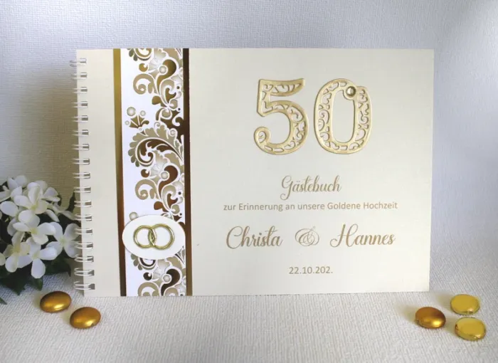 Gästebuch zur Goldenen Hochzeit "50" zum kleinen Preis Design 12813