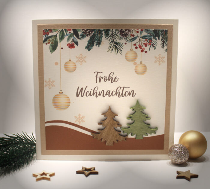 Glückwunschkarte zu Weihnachten "Tannenbäume" mit Geldgeschenke Umschlag zum kleinen Preis!! Design 180