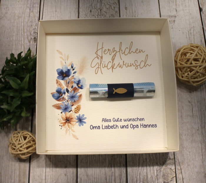 Geschenkschachtel zur Konfirmation, Kommunion oder Firmung "Fisch" zum kleinen Preis Design 70071 – Bild 2