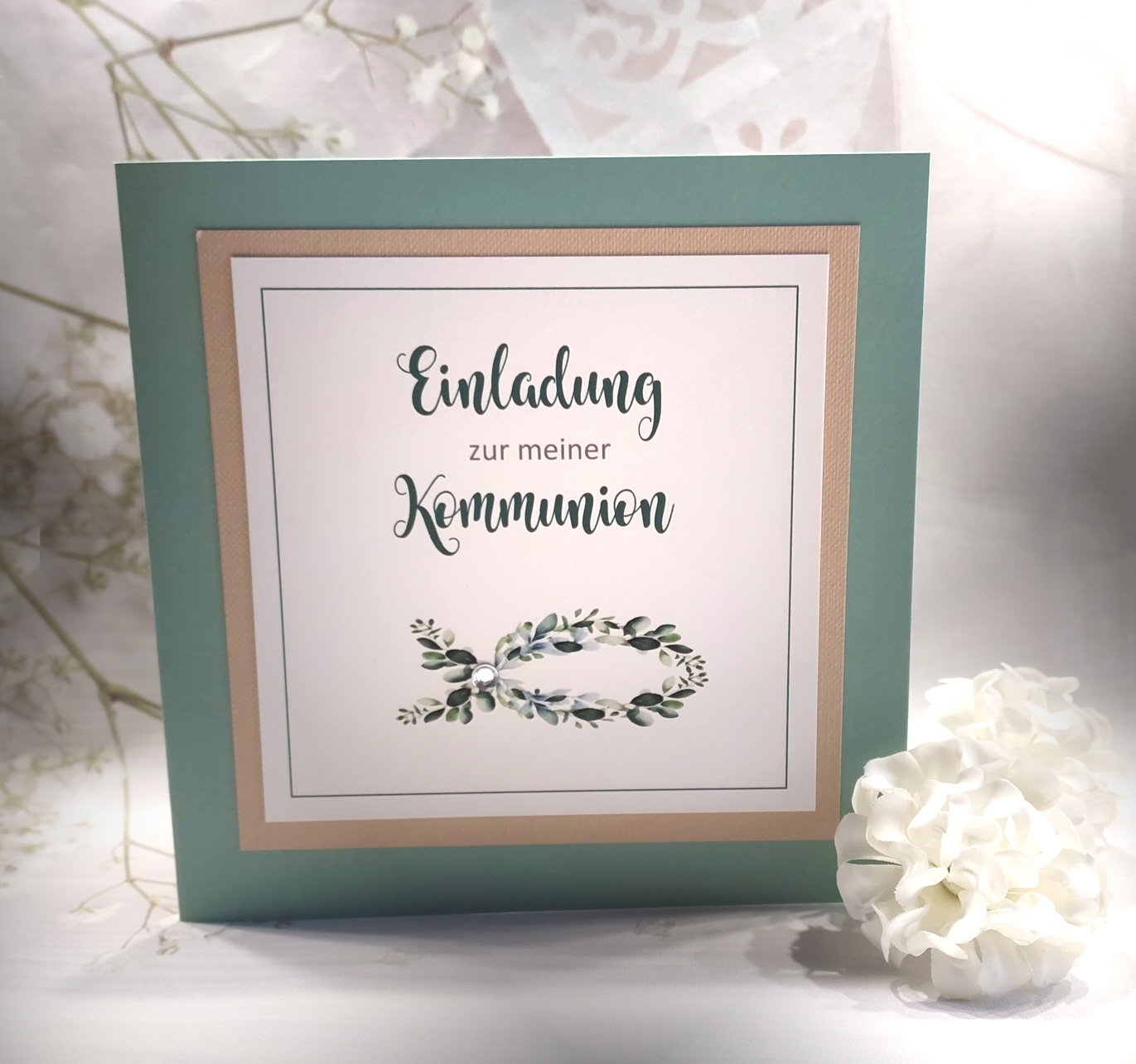 Bastelset DIY Einladung zur Konfirmation, Kommunion oder Firmung incl. Umschlag Design K17