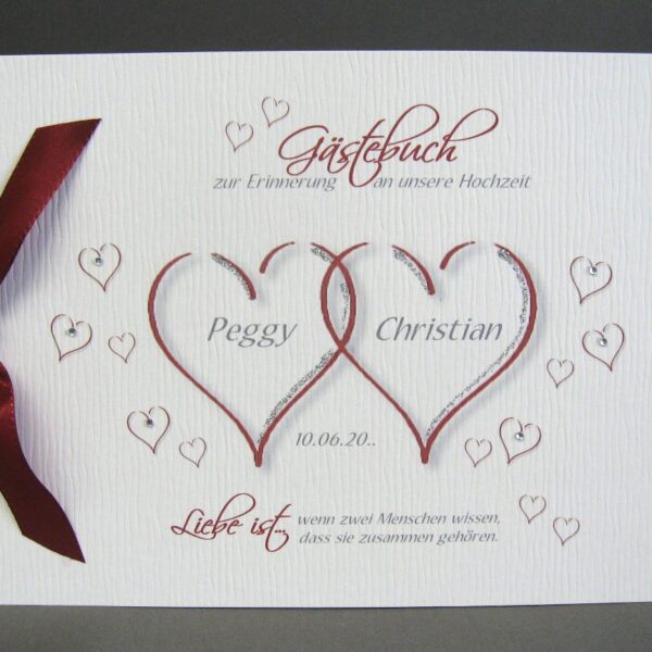 Gästebuch 10001 "2 Herzen" in 4 Farben, A5