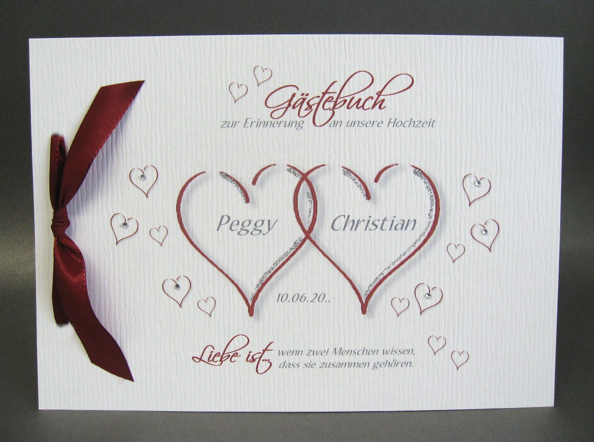 Gästebuch 10001 "2 Herzen" in 4 Farben, A5