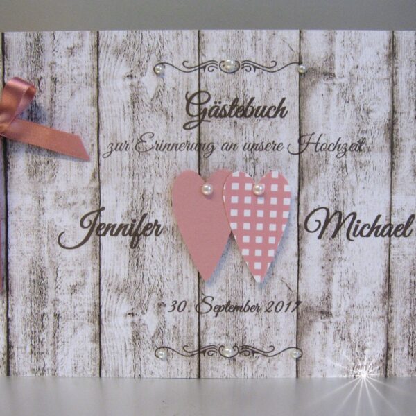 Gästebuch 10036 Holzoptik, altrosa, A5