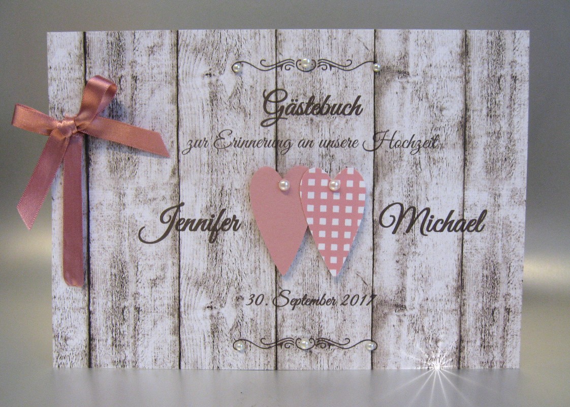 Gästebuch 10036 Holzoptik, altrosa, A5