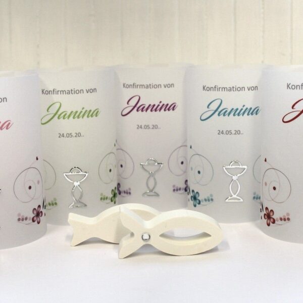 Lichthülle, Windlicht Pergament "Kelch" für Konfirmation, Kommunion oder Firmung Design 101