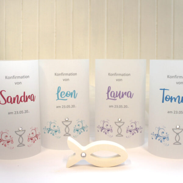 Lichthülle, Windlicht Pergament "Kelch" Konfirmation, Kommunion oder Taufe Design 108