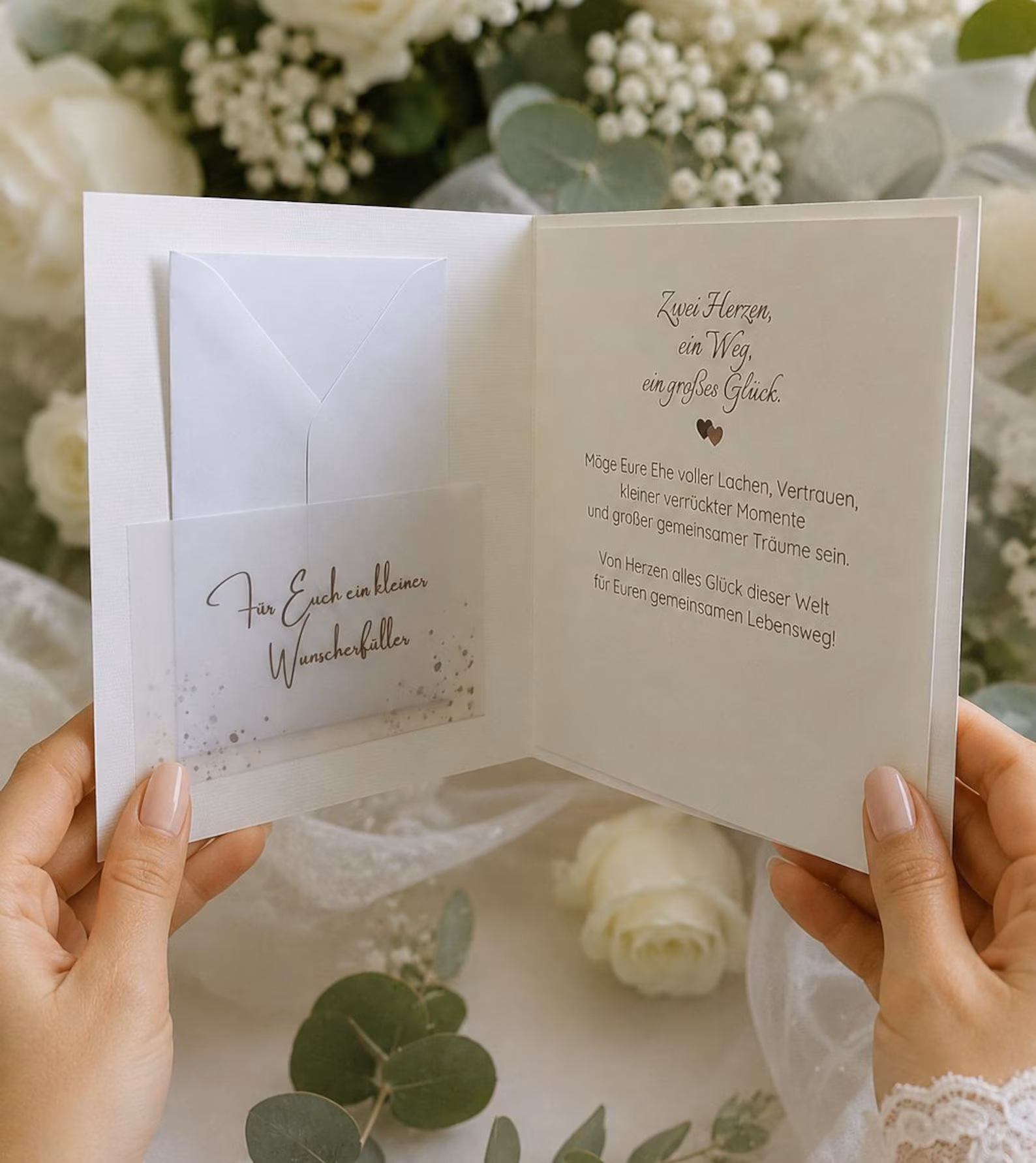 Glückwunschkarte zur Hochzeit SEHR EDEL "mit Keramikbrautpaar" Design 116 NICHT für den Postversand geeignet!! – Bild 3