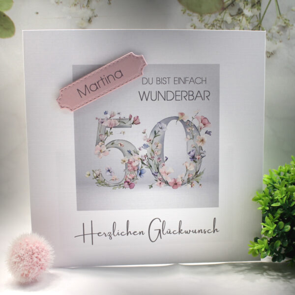 Glückwunschkarte zum Geburtstag "Jahreszahl" mit Personalisierung und auf Wunsch als Geldgeschenk Design 118