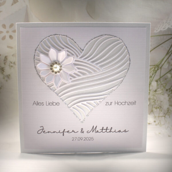 Glückwunschkarte zur Hochzeit "Eleganz pur" mit Personalisierung und auf Wunsch als Geldgeschenk Design 125