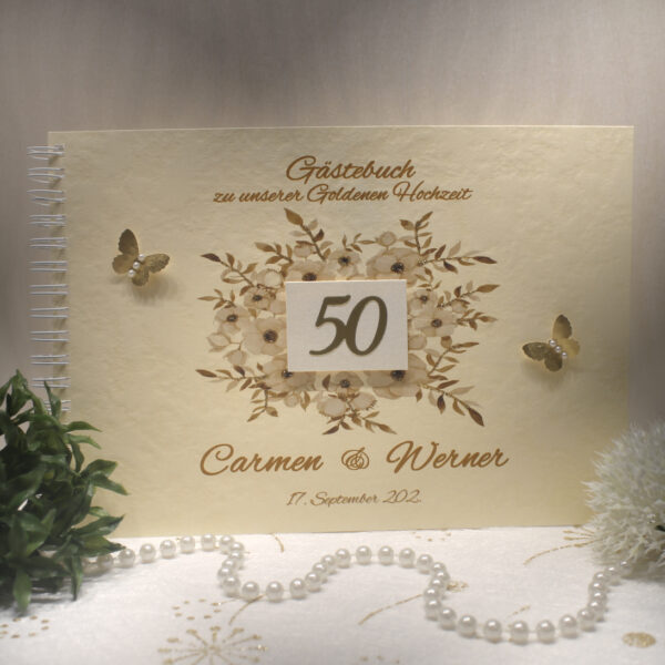 Gästebuch zur Goldenen Hochzeit "Zahl 50" Design 12800