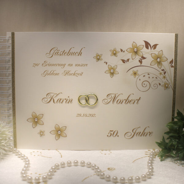 Gästebuch zur Goldenen Hochzeit "Blüten" Design 12811