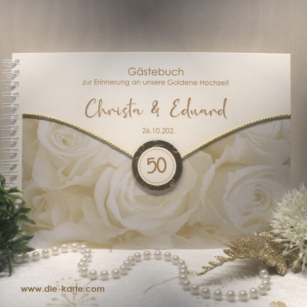 Gästebuch zur Goldenen Hochzeit "Rosen" Design 12818