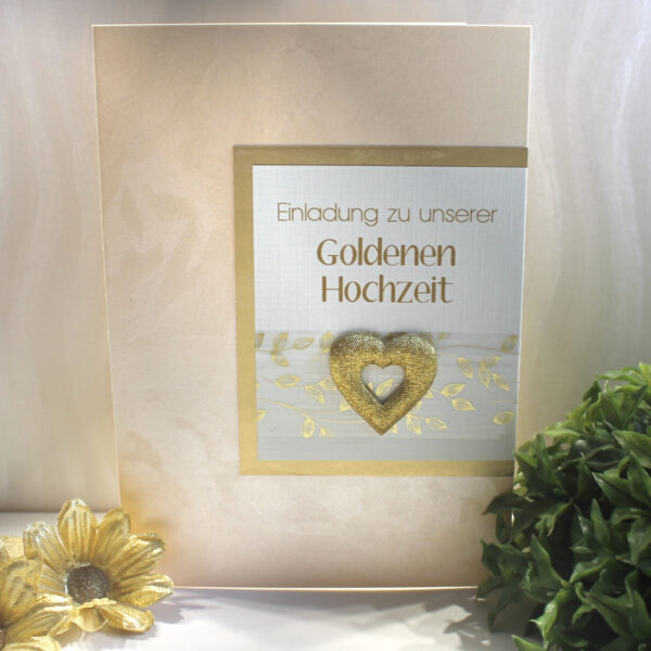Einladung zur Goldenen Hochzeit "Herz" incl. Umschlag Design 12820