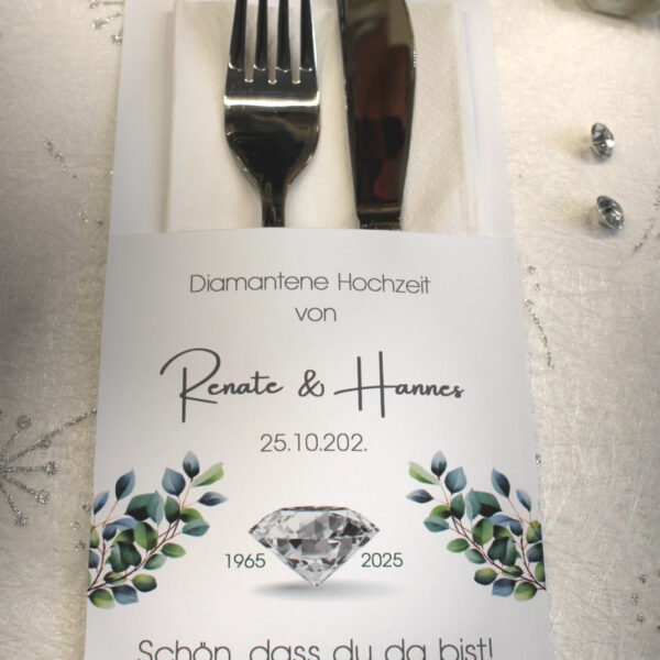 Bestecktasche zur "Diamant Hochzeit" Diamant Design 12827