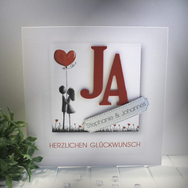 Glückwunschkarte zur Hochzeit, mit Personalisierung und auf Wunsch als Geldgeschenk Design 134