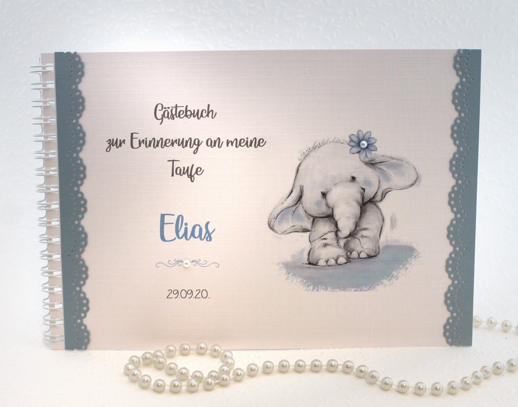 Gästebuch zur Taufe "kleiner Elefant" 13511 in 2 Farben – Bild 2