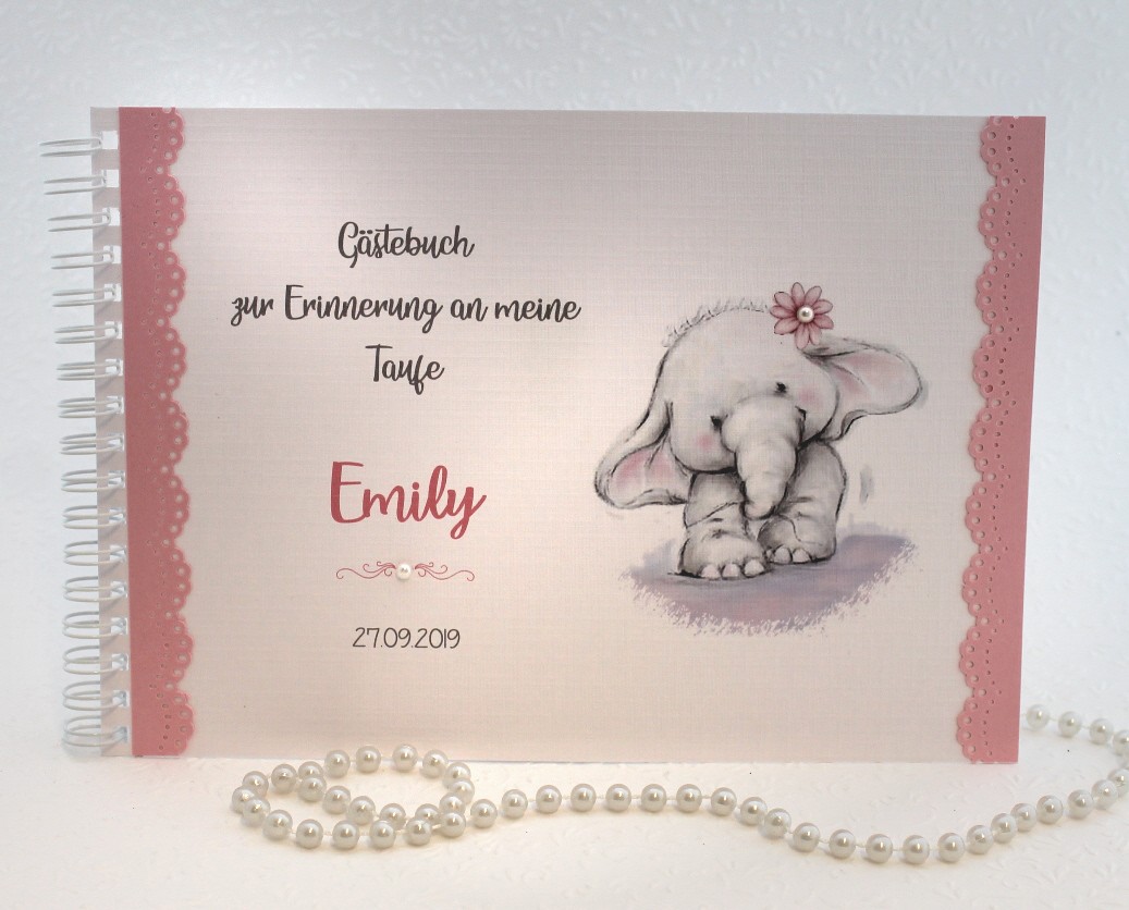 Gästebuch zur Taufe "kleiner Elefant" 13511 in 2 Farben