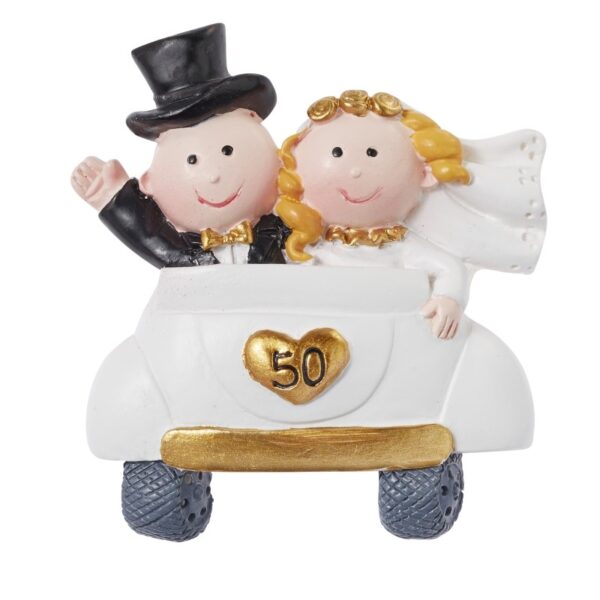 Brautpaar Goldhochzeit im Auto, als Tortenfigur oder zur Deko 3870448
