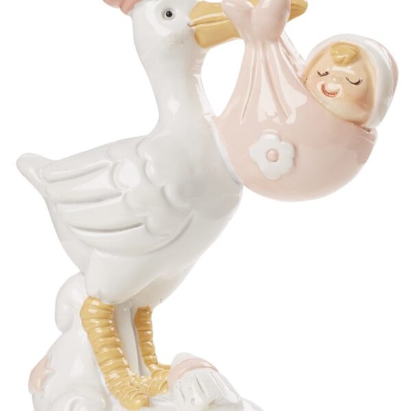 Figur Storch mit Baby rosa, ideal als Deko 3870642