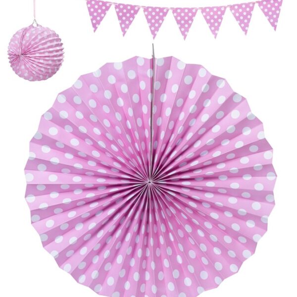 Babyparty Set 3tlg. rosa für Taufe oder Geburtstag mit Wimpeklkette, Lampion und Rosette zum TOP PREIS!!