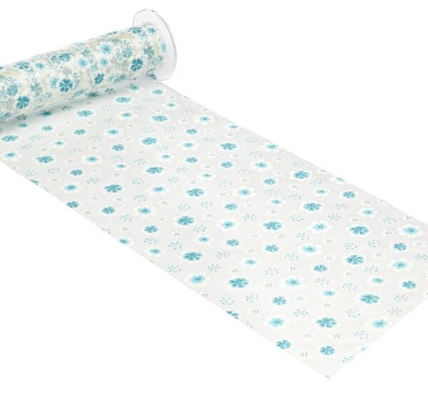 Dekostoff-Organza "Blütentraum türkis" 29cm breit zum TOP PREIS!!