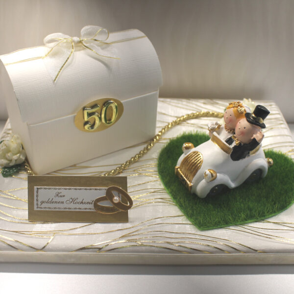Geldgeschenk zur "Goldenen Hochzeit" Brautpaar im Auto Design 70050