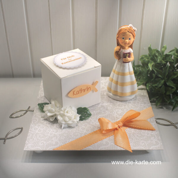 Geldgeschenk Konfirmation-Kommunion oder Firmung Mädchen aprikot zum kleinen Preis!! 70061