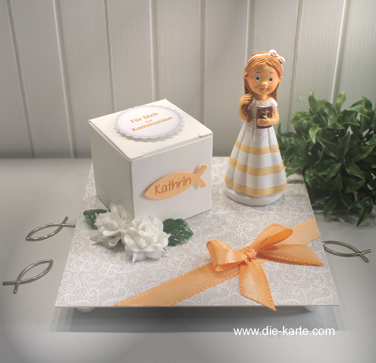 Geldgeschenk Konfirmation-Kommunion oder Firmung Mädchen aprikot zum kleinen Preis!! 70061