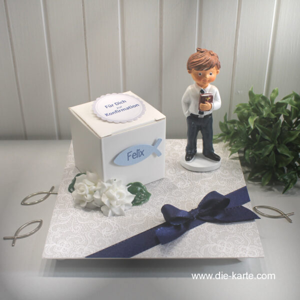Geldgeschenk Konfirmation-Kommunion oder Firmung Junge blau zum kleinen Preis!! 70062