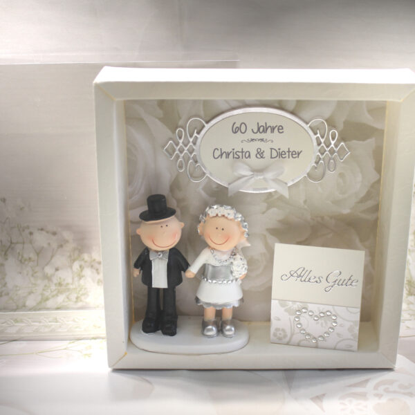 Geschenkschachtel als Rahmen zur "Diamantenen Hochzeit" mit transparentem Schiebedeckel, hochwertige Qualität, Design 8001