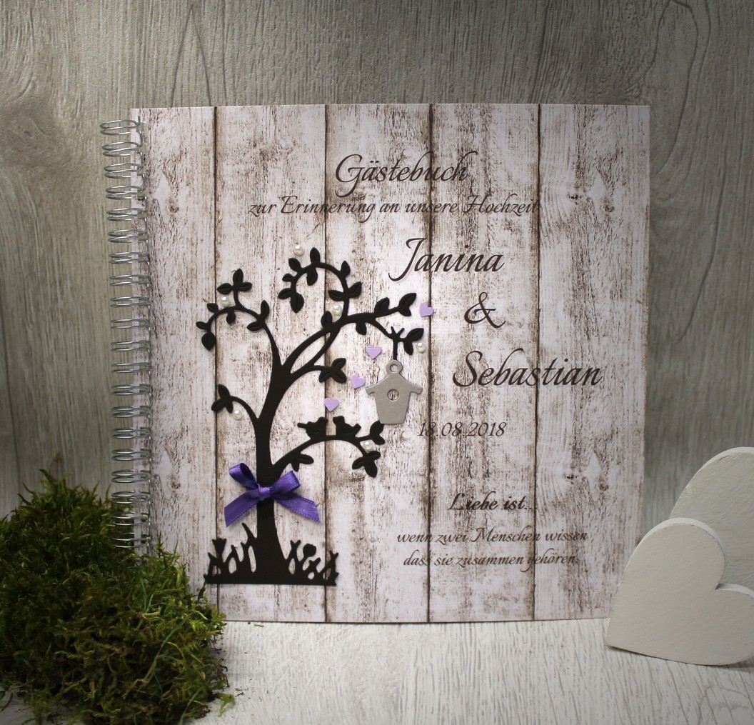 Gästebuch 80028 Holzoptik, Baum in 4 Farben, quadratisch – Bild 4