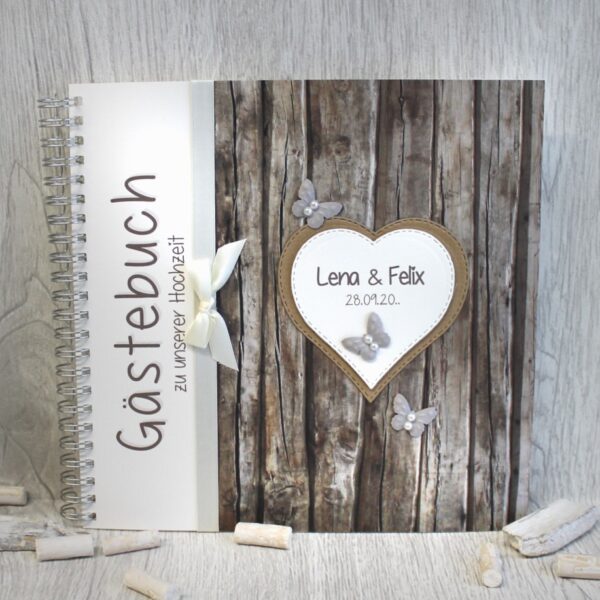 Gästebuch zur Hochzeit Holzoptik rustikal 80031