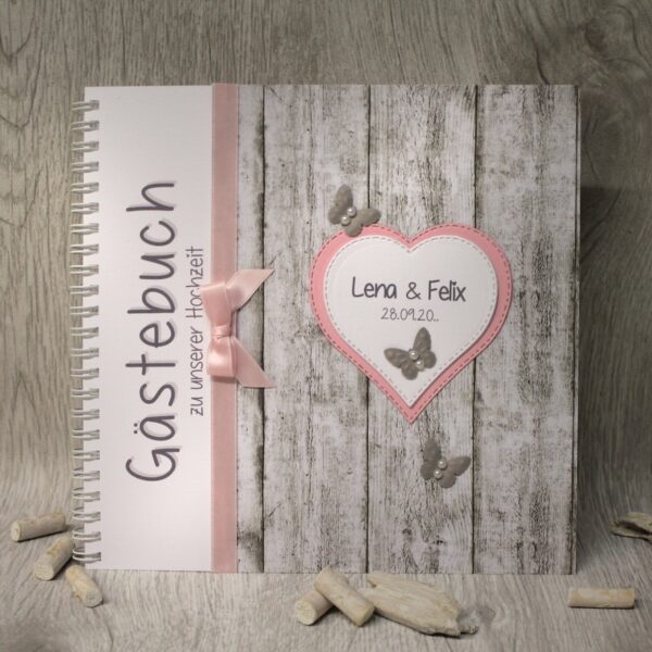 Gästebuch zur Hochzeit Holzoptik 80032 in 7 Farben