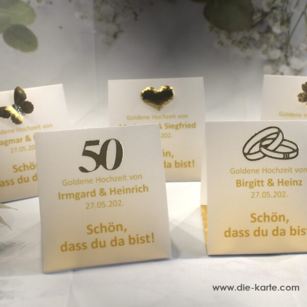 Gastgeschenk zur Goldenen Hochzeit mit Pergament, Schön dass du da bist, für jeden Gast, zum kleinen Preis! Design 900 OHNE Rocher Kugeln!!