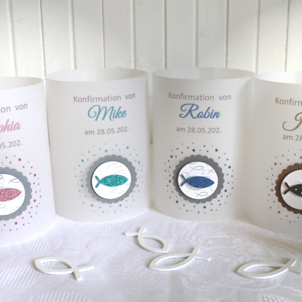 Lichthülle, Windlicht Pergament zur Konfirmation, Kommunion oder Taufe, zum kleinen Preis!! Design 901