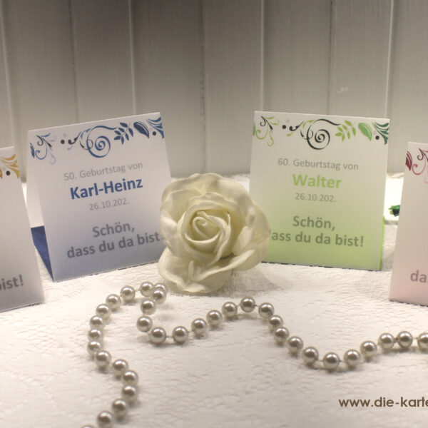 Gastgeschenk "Kleines GOODIE" zum Geburtstag, Pergament, Ornamente Schön dass du da bist, zum kleinen Preis! Design 904 OHNE Rocher Kugeln!!