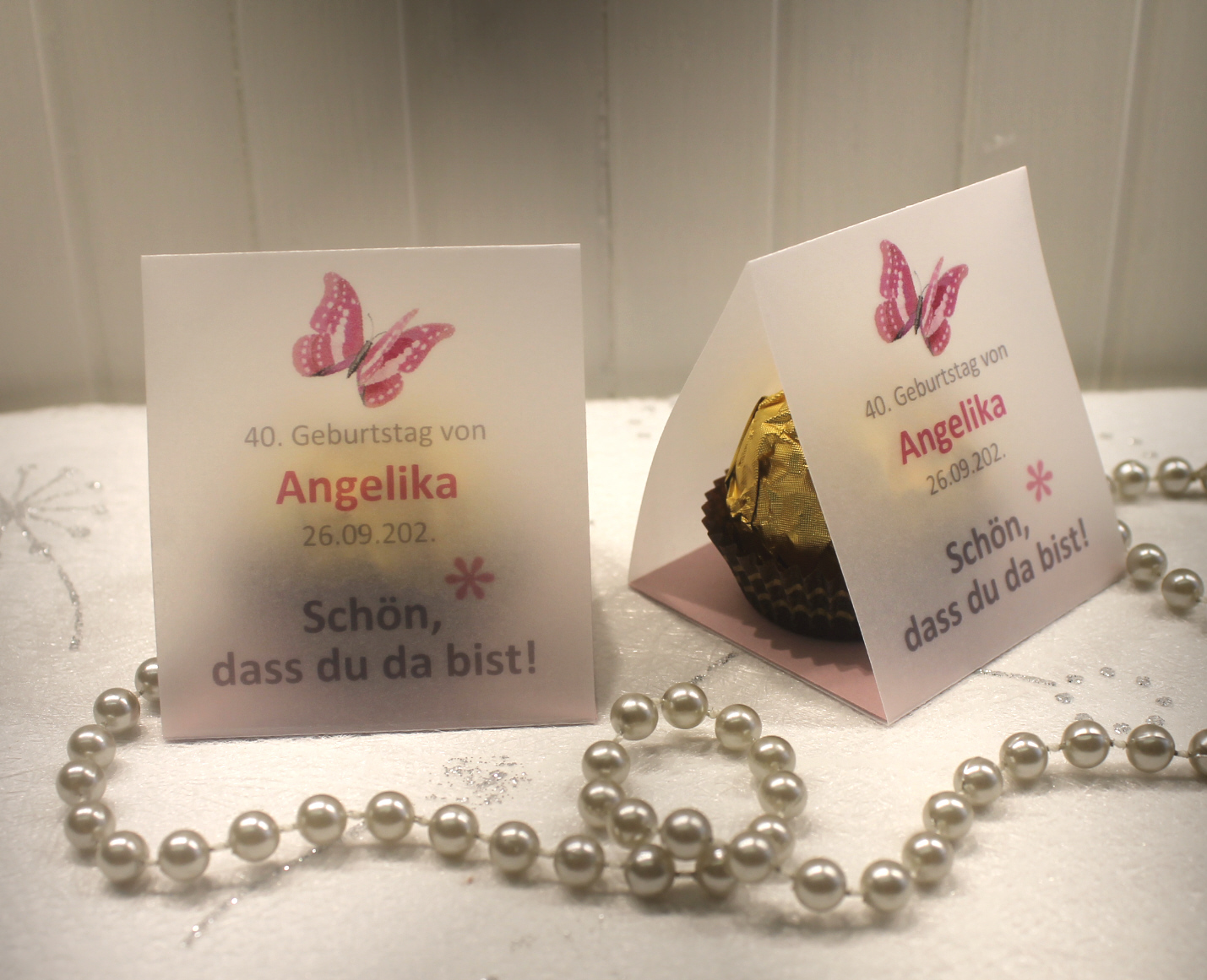 Gastgeschenk "Kleines GOODIE" zum Geburtstag, Schmetterling, Schön dass du da bist, zum kleinen Preis! Design 906 OHNE Rocher Kugeln!! – Bild 5