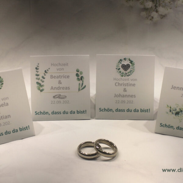 Gastgeschenk "Kleines GOODIE" zur Hochzeit, Eukalyptus, Schön dass du da bist, zum kleinen Preis! Design 901 OHNE Rocher Kugeln!!