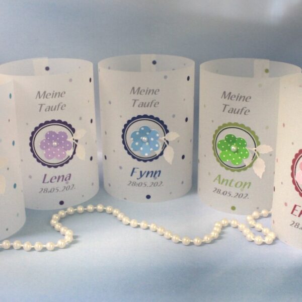 Lichthülle, Windlicht Pergament zur Konfirmation, Kommunion oder Taufe, zum kleinen Preis!! Design 920 Blüte