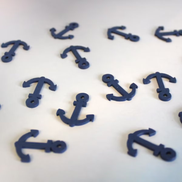 Wunderschöne Holzanker blau – natürliche Deko für Bastelarbeiten & Deko,15 Stück Design 17