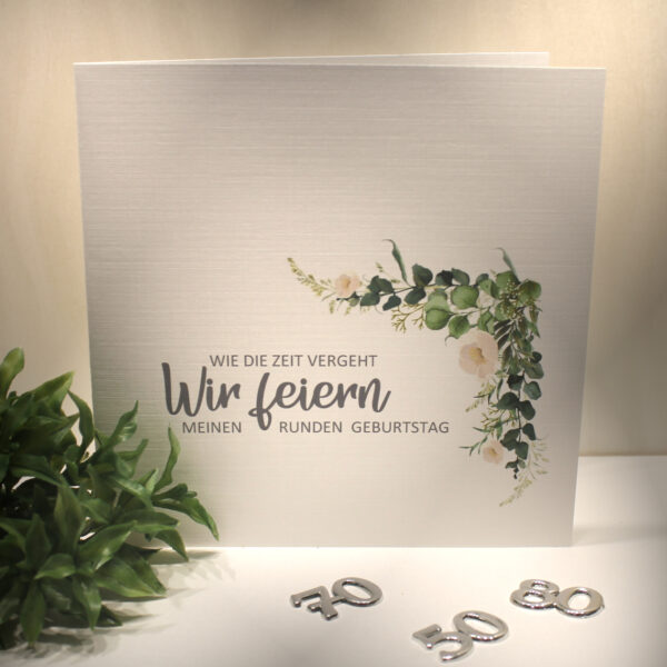 Einladungskarten 10 Stück mit "Eukalyptus" zum Geburtstag incl. Umschlag & Einlegeblatt zum kleinen Preis! Design GE08