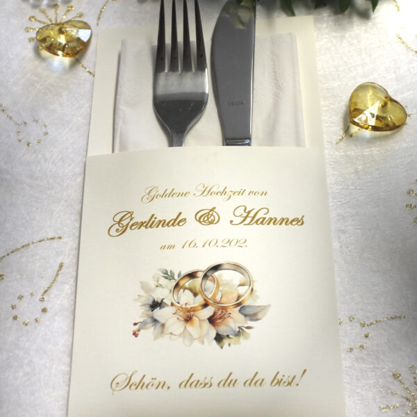 Bestecktasche zur goldenen Hochzeit "Ringe" Design GO 04