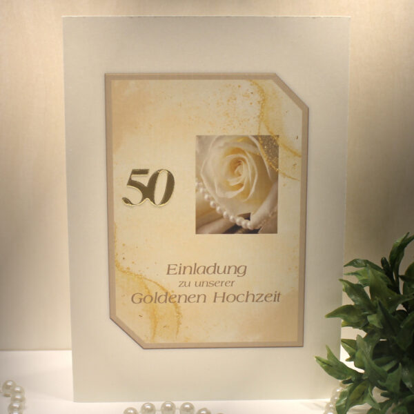 Einladungskarte "Rose" für Ihre Goldene Hochzeit incl. Umschlag Design GO 06