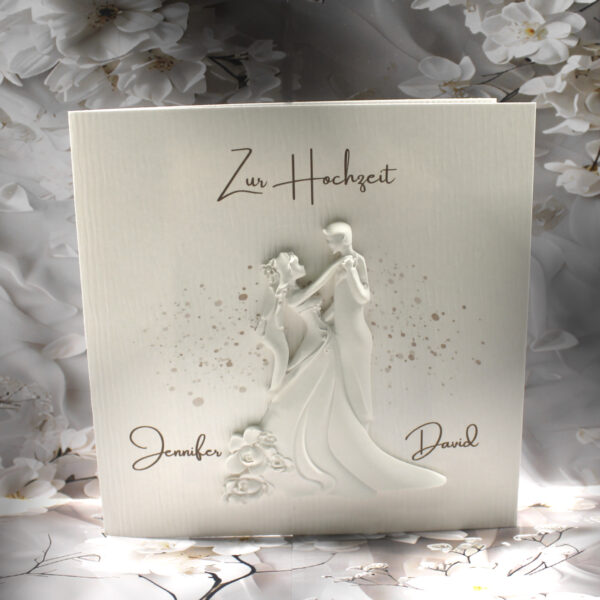 Glückwunschkarte zur Hochzeit SEHR EDEL "mit Keramikbrautpaar" Design 116 NICHT für den Postversand geeignet!!