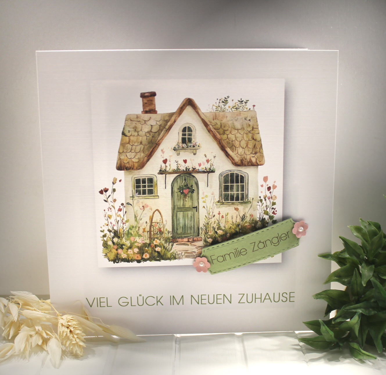 Glückwunschkarte zum Eigenheim, mit Personalisierung und auf Wunsch als Geldgeschenk Design 139