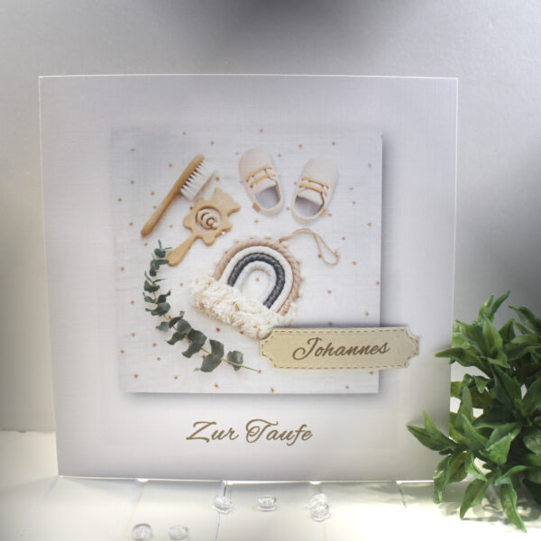 Glückwunschkarte zur Taufe oder Geburt mit Personalisierung und auf Wunsch als Geldgeschenk Design 150
