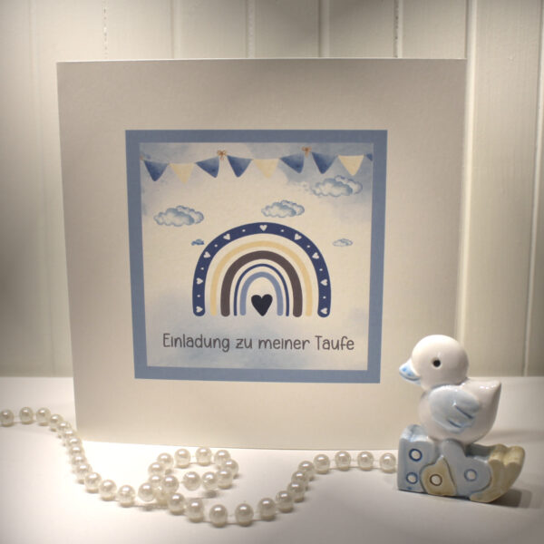 Einladungskarten 10 Stück "Regenbogen" für Ihre Taufe incl. Umschlag & Einlegeblatt zum kleinen Preis Design TA 07