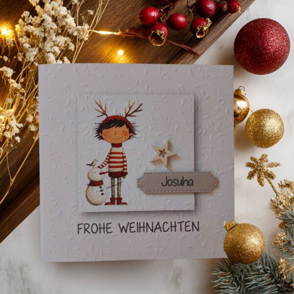 Weihnachtskarte Junge mit Personalisierung und auf Wunsch als Geldgeschenk Design W308